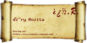 Őry Rozita névjegykártya